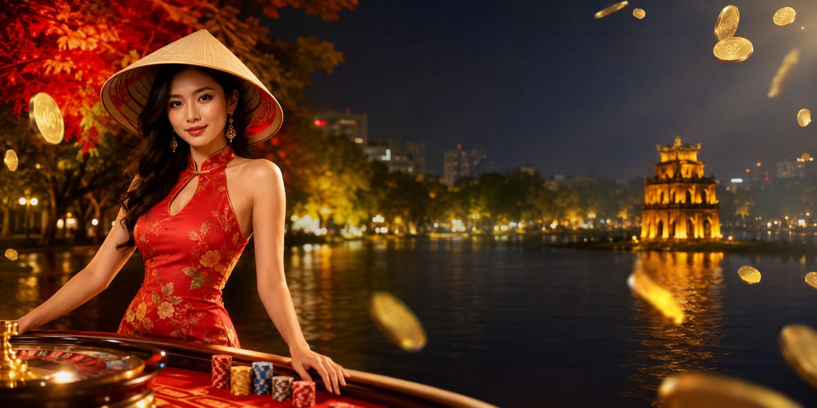Người dùng tại Hà Nội chơi slot game trên điện thoại, đội nón lá truyền thống trong không gian hiện đại