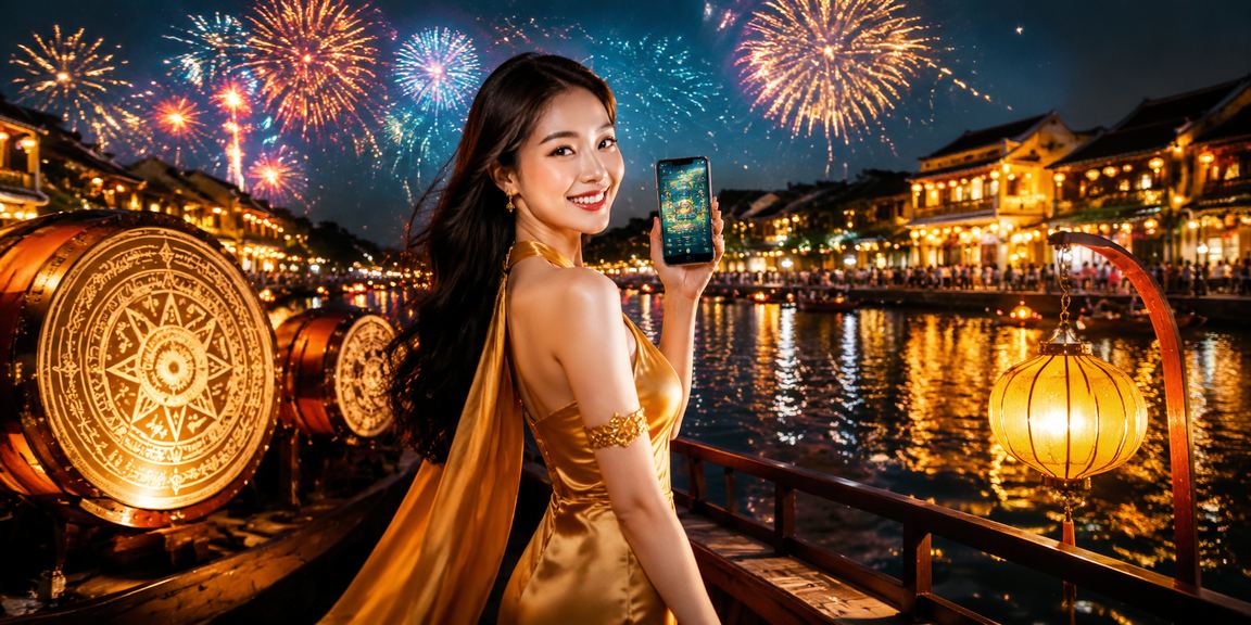 Người dùng trải nghiệm casino di động tại phố đèn lồng Hội An về đêm